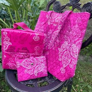Vera Bradley Quilted Stamped Paisley Set , Pink